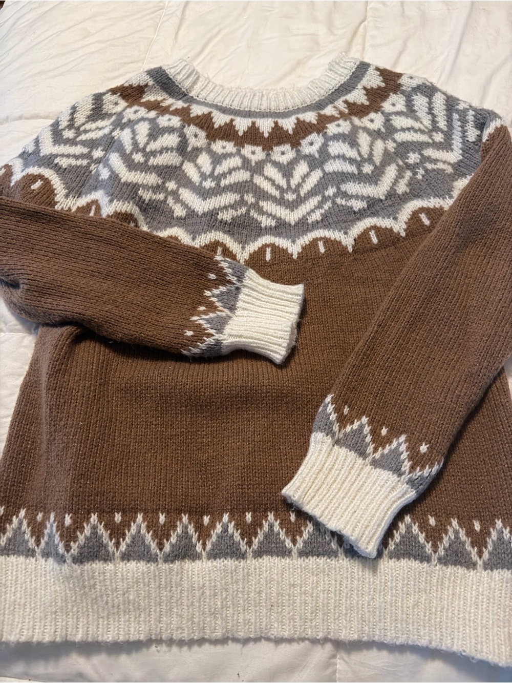 Women’s  Brown Fair Isle Crewneck Sweater